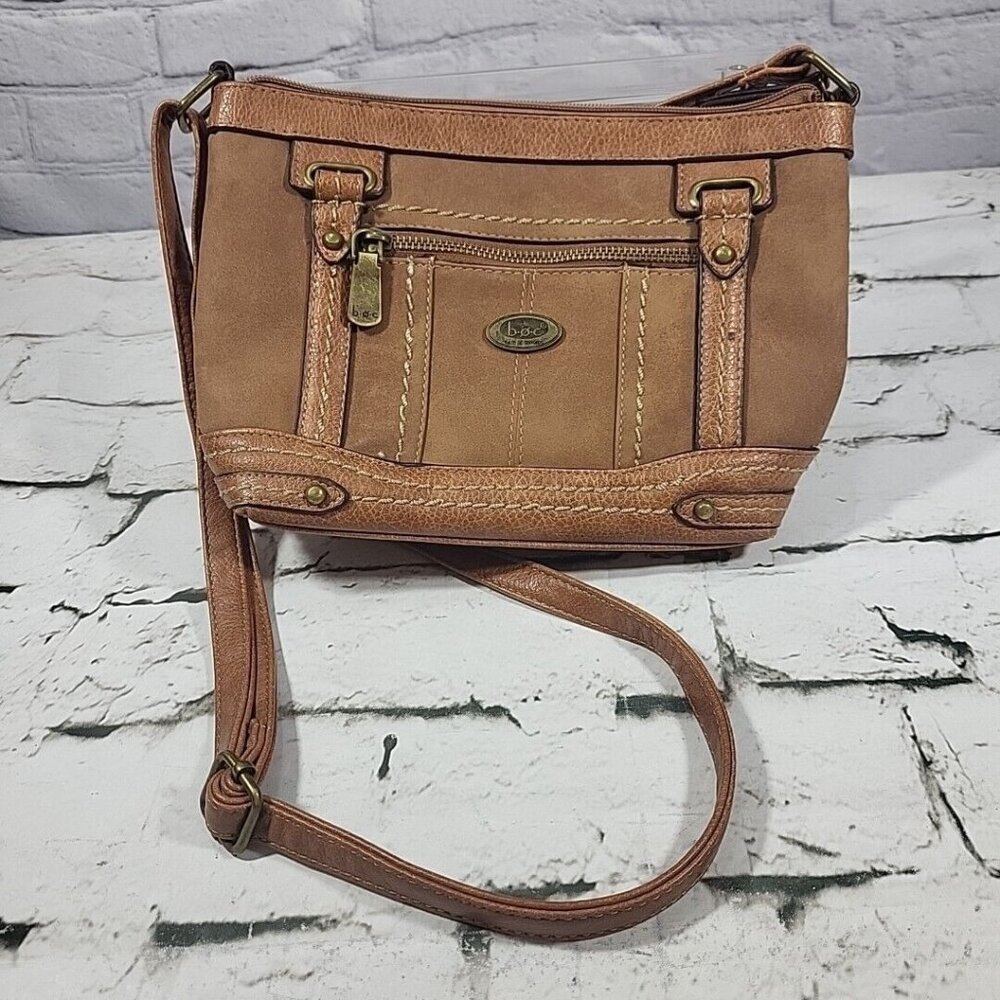 BOC Born Concept Purse Camel Tan Faux Leather‎ Western Rustic Crossbody Bag